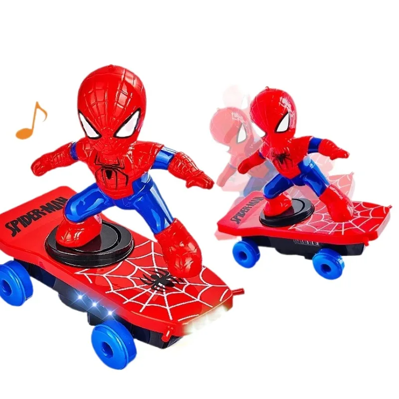 Echte Vielfalt Superman rotierende 360-Grad-Stunt Spider-Man-Roller rollen Universal iight Musik Kinder elektrisches Spielzeug