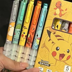 5 buah Set Pena Gel Pikachu Pena Bolpoin Pokemon Pena Tulis Cetak Kartun Perlengkapan Kantor Alat Tulis Siswa 8 persona penjualan terbaik plush - №