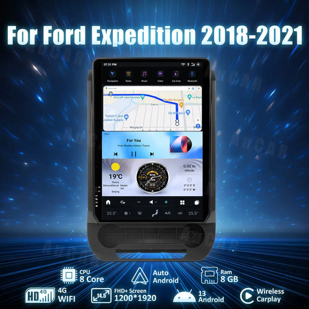 

Aucar 14.5" Tesla Android 13 Multimedia DVD Video Player Car Radio Screen GPS Navigation Head Unit For Ford Expedition 2018-2021