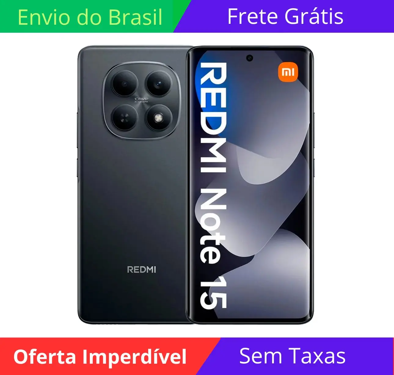 Xiaomi Redmi Note 15 4G Global 256GB 8GB Ram Dual Sim Tela 6.77" - Preto