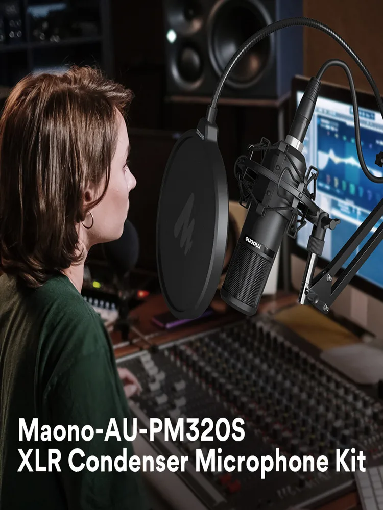 Kit de microphone à condensateur XLR Maono PM320S, microphone professionnel cardioïde pour enregistrement vocal en studio, streaming, voix off et home-studio. 3