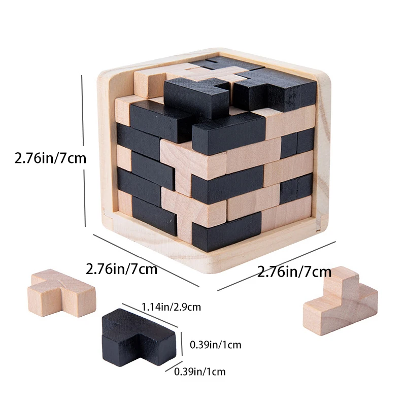 54T 3D Cube Puzzle Luban Interlocking Creative Educational Wooden Toy Brain IQ Mind Early Learning Game Gift For Children 54L