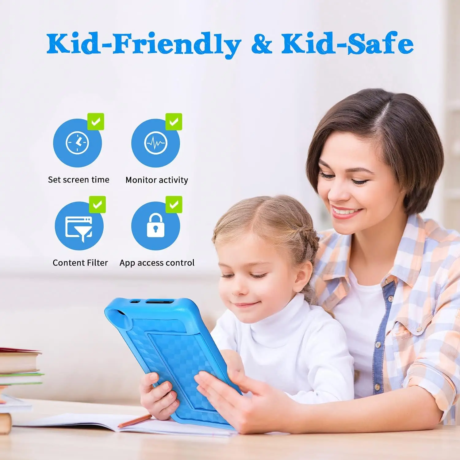 TK801 Tablet per bambini 8 pollici 2GB RAM 32GB ROM con Slot espandibile da 128GB protezione per gli occhi Software e giochi a prova di bambino precaricati
