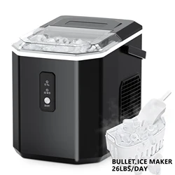 Vibekio Portable Ice Maker Machine 26 lbs/Day 9 Cubes Ice in 6 Mins With Ice Scoop&Basket for Home Kitchen Office RV.