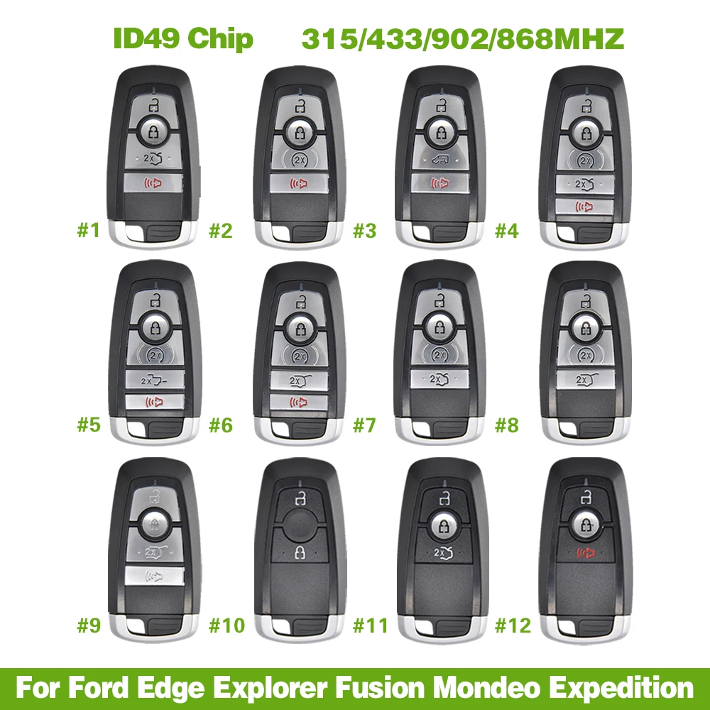 Keyless Remote Fob For Ford Edge Explorer Fusion Mondeo Expedition 2017-2019 Smart Key FCCID M3N-A2C93142600 315/434/868/902Mhz