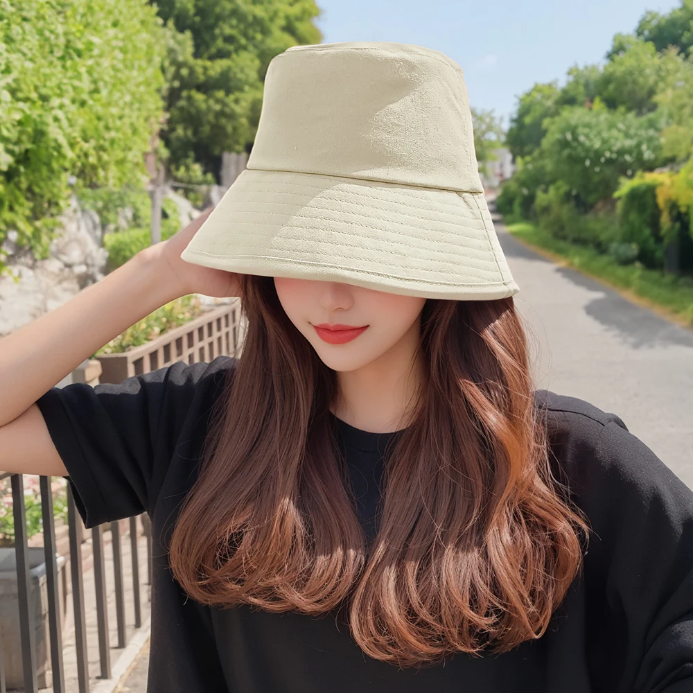 여성 버킷햇 챙모자 벙거지모자 사계절 면 모자