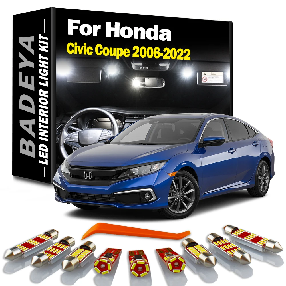 Canbus LED Interior Map Dome Light Roof Lamp Kit For Honda Civic Coupe 2006-2016 2017 2018 2019 2020 2021 2022 Sun Visor Lamp