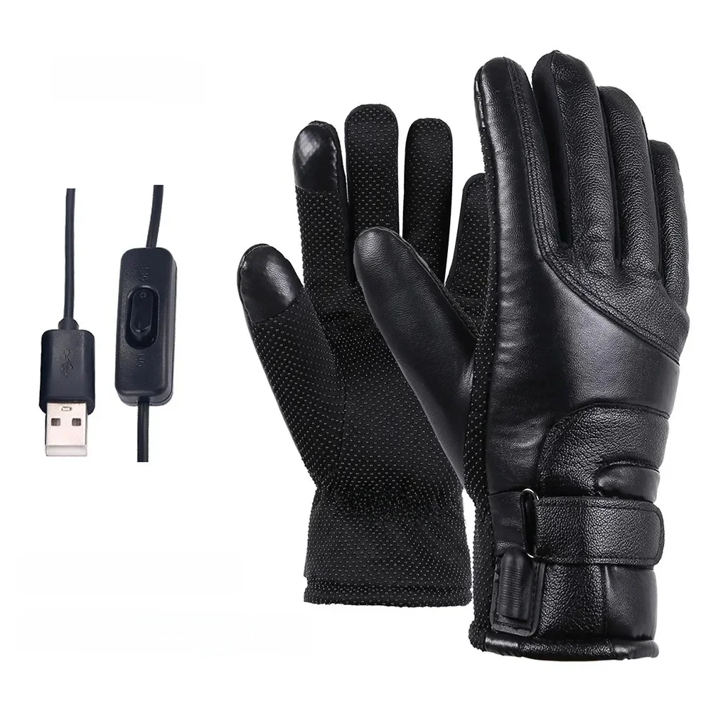 AliExpress Winter Electric Heated Gloves for Men Outdoor Cycling Waterproof, Non Slip, Thickened Female Couple Touch Screen Lamb Fleece