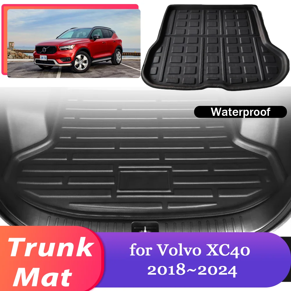 Car Trunk Mat for Volvo XC40 2018~2024 2019 2020 2021 Luggage Storage Waterproof Rug Cargo Pad Liner Cover Carpet Accessories