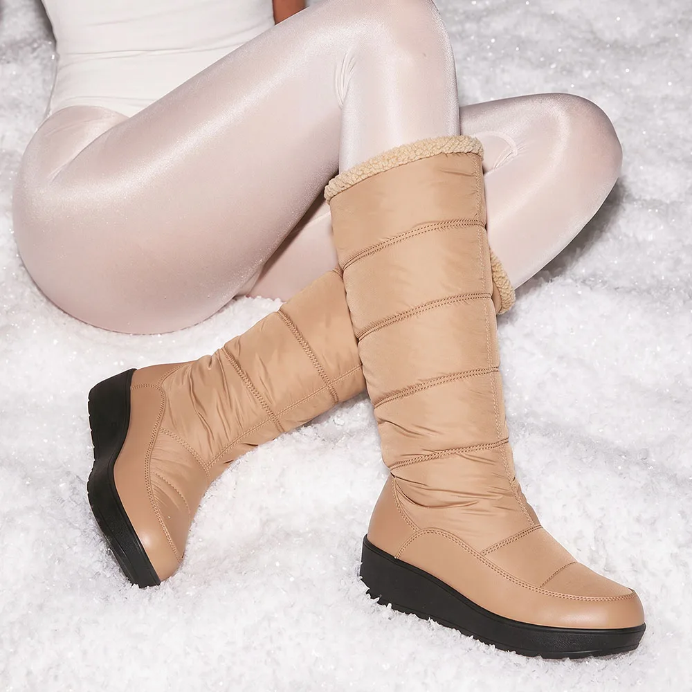 Winter Snow Boots For Woman Waterproof Warm Commmfy Wedges Mid Calf Shoes Non-slip Fashion Women Boots