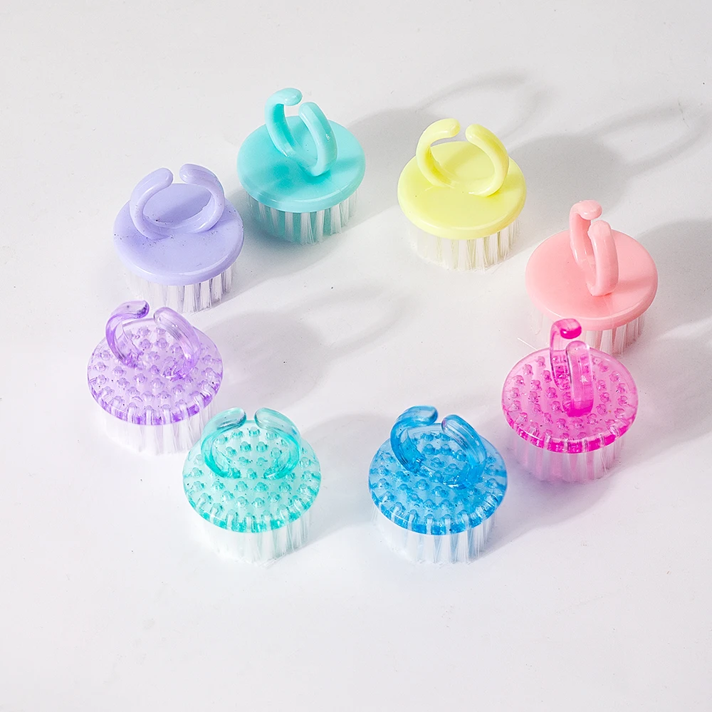 1/8/16 個プラスチックネイルブラシミックスカラーネイルハンドスクラブクリーニングブラシダストクリーナーネイルアートマニキュアソフトリムーバーツール