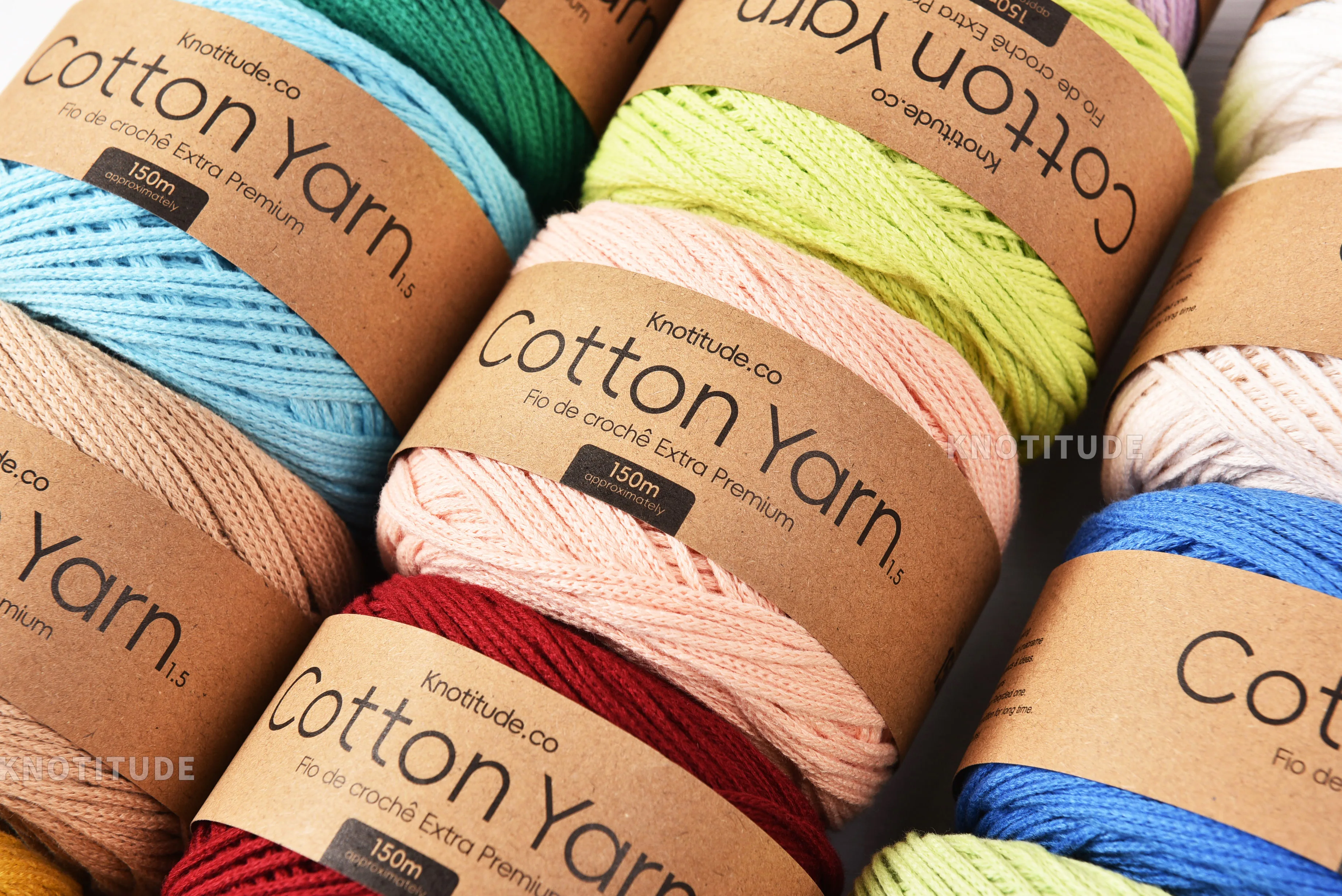 KNOTITUDE 1.5mm Cotton Yarn 150m a Ball Hand knitting yarn Hand Crochet yarn Bag crochet yarn 100% high quality cotton