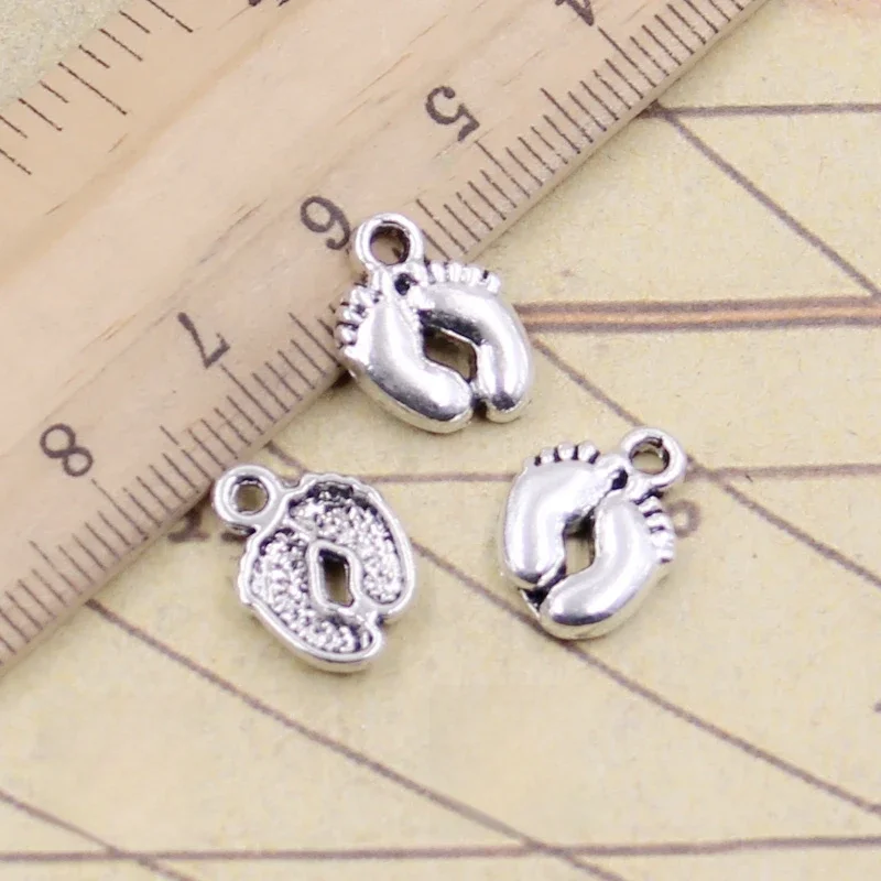30 sztuk Charms stopy 13x10mm tybetański brąz srebrny kolor zawieszki antyczna biżuteria Making DIY Handmade Craft — zdjęcie 2