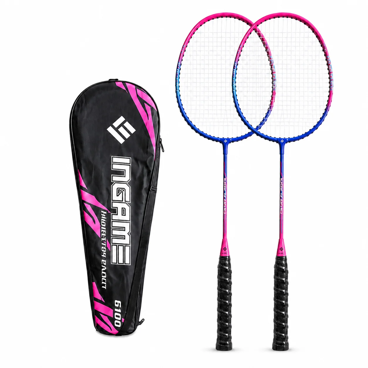 2-pack badmintonrackets met hoezen, lichtgewicht badmintonrackets voor training, vrijetijdsspelletjes, buiten- en binnensporten