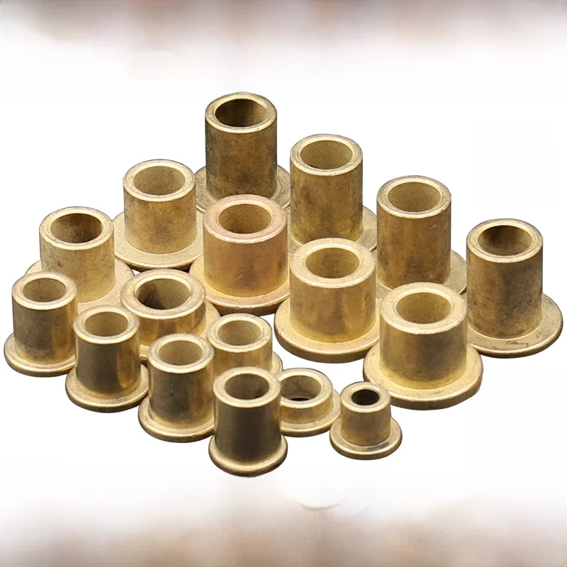 5 sztuk ID 8 10 8 12mm kołnierzowe samosmarujące łożysko proszek metalurgiczny olej tuleja miedziana tuleja prowadząca z kołnierzem stopniowanym — zdjęcie 2