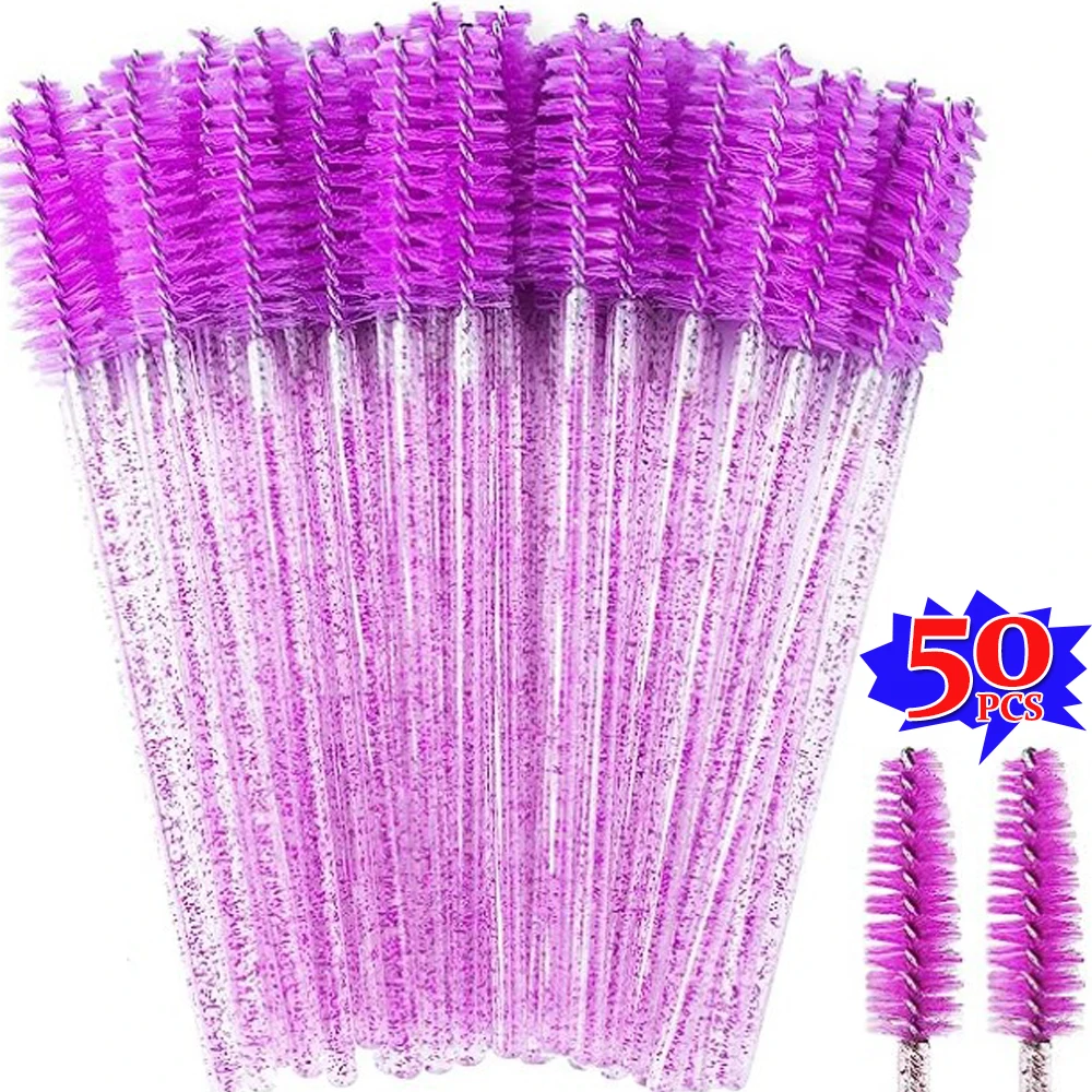 50 Pcs Disposable Crystal Eyelashes Brush Lash Extension Mascara Applicator Lipstick Wands Set Cleaning Brushes  Makeup Tools