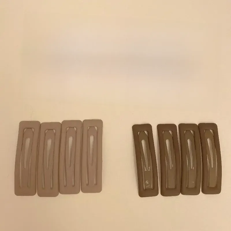 Épingle à cheveux géométrique creuse de couleur mate coréenne, 4 pièces, épingle à cheveux rectangulaire en alliage solide, support de frange Simple, pince à cheveux pour filles