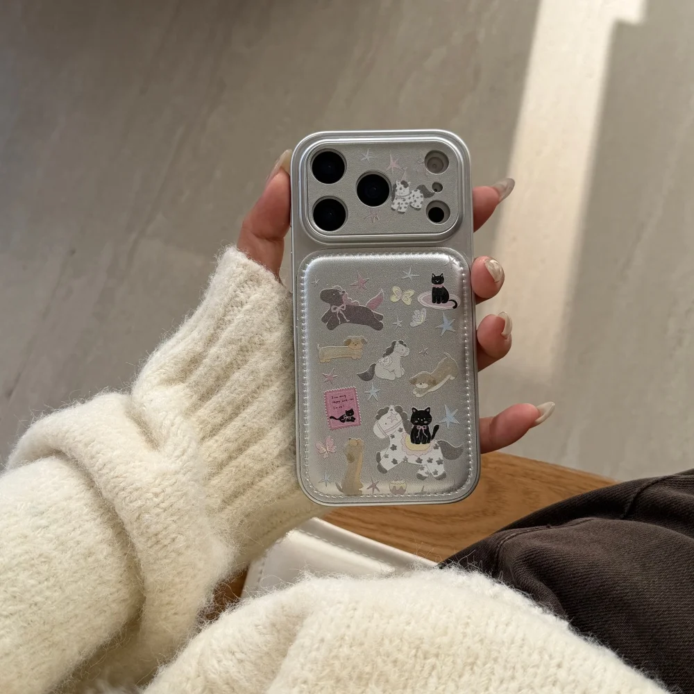 

Korean INS illustration kitten and pony phone case for iPhone17 16ProMax14 15Pro fundas cute fashionable new shock-proof fundas