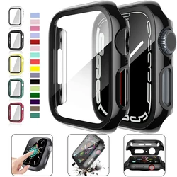 Glass+Cover For Apple Watch Case 45mm/41mm/40mm/44mm/42mm/38 IWatch Series 4 5 6 SE 7 8 Screen Protector Apple Watch Accessorie