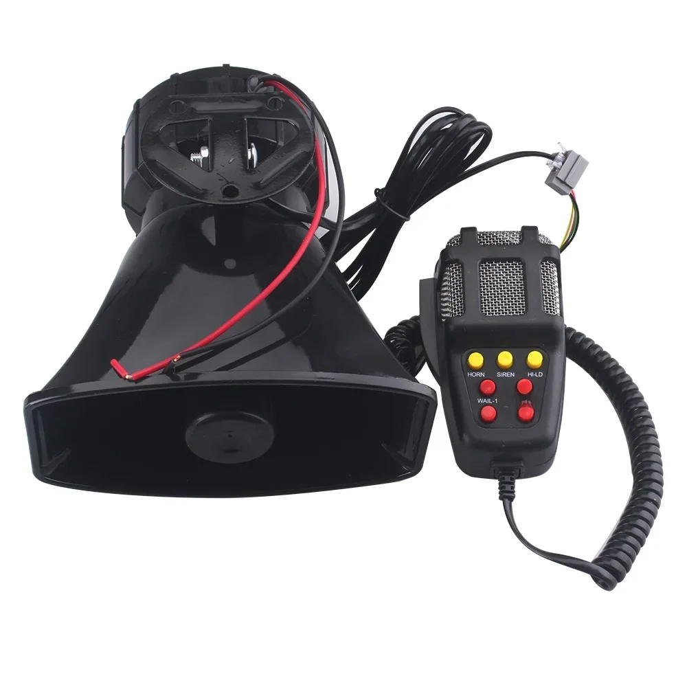120DB Luide Auto Hoorn Luidspreker Set 12V 100W Politie Sirene Luchthoorn Megafoon met Multi-Tone & Claxon voor Voertuigen - afbeelding 2