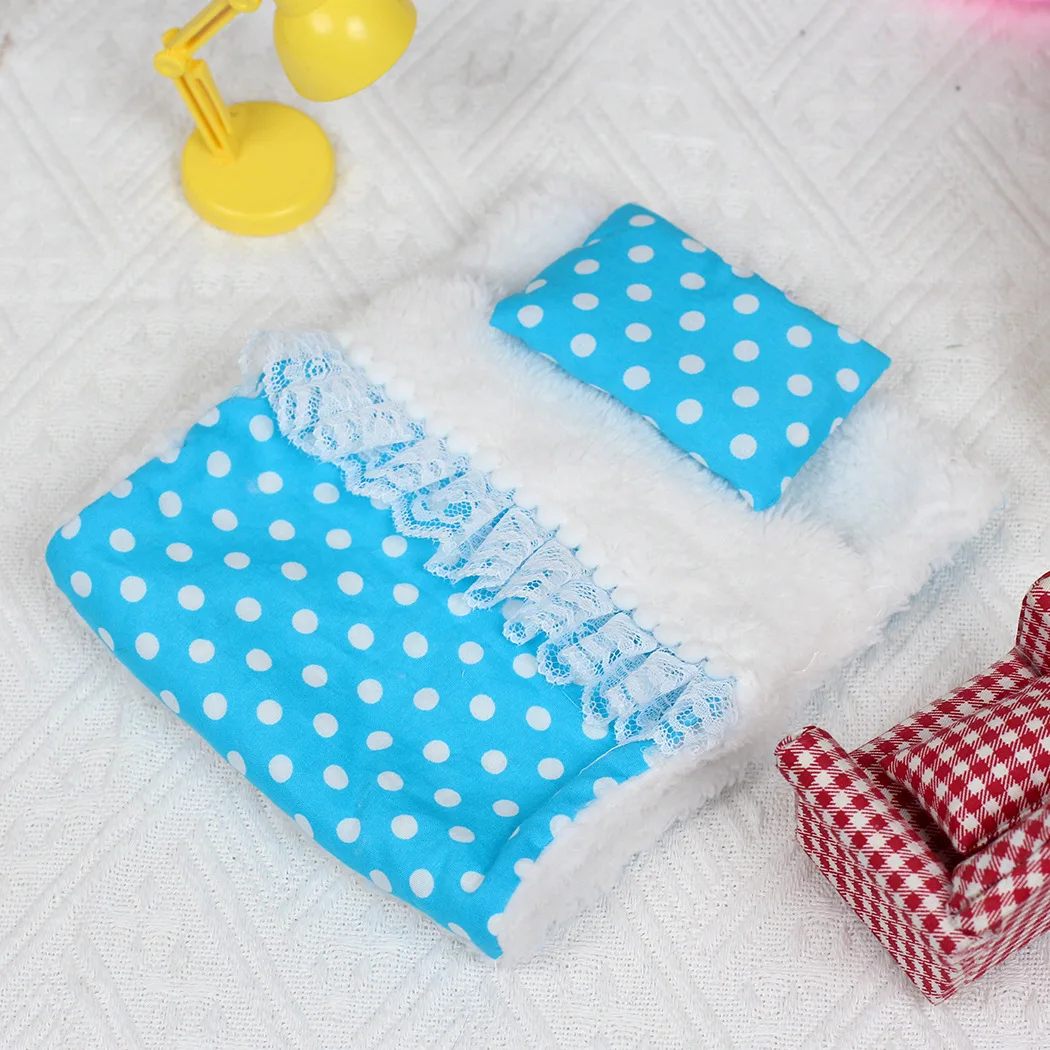 Ropa Labubu bed For 15/17cm Labubu Doll Quilt and Pajama Set Three-piece Set Cosy Baby Bed Home Warmth Toy Girl Gift image 3