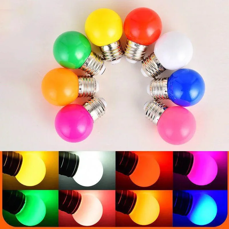 20 stks E27 LED Gloeilamp 220 V G45 1 W LED Kleurrijke Licht Kroonluchter Lamp Kerst Decor Vakantie Lamp Voor Thuis Versieren Verlichting - afbeelding 2