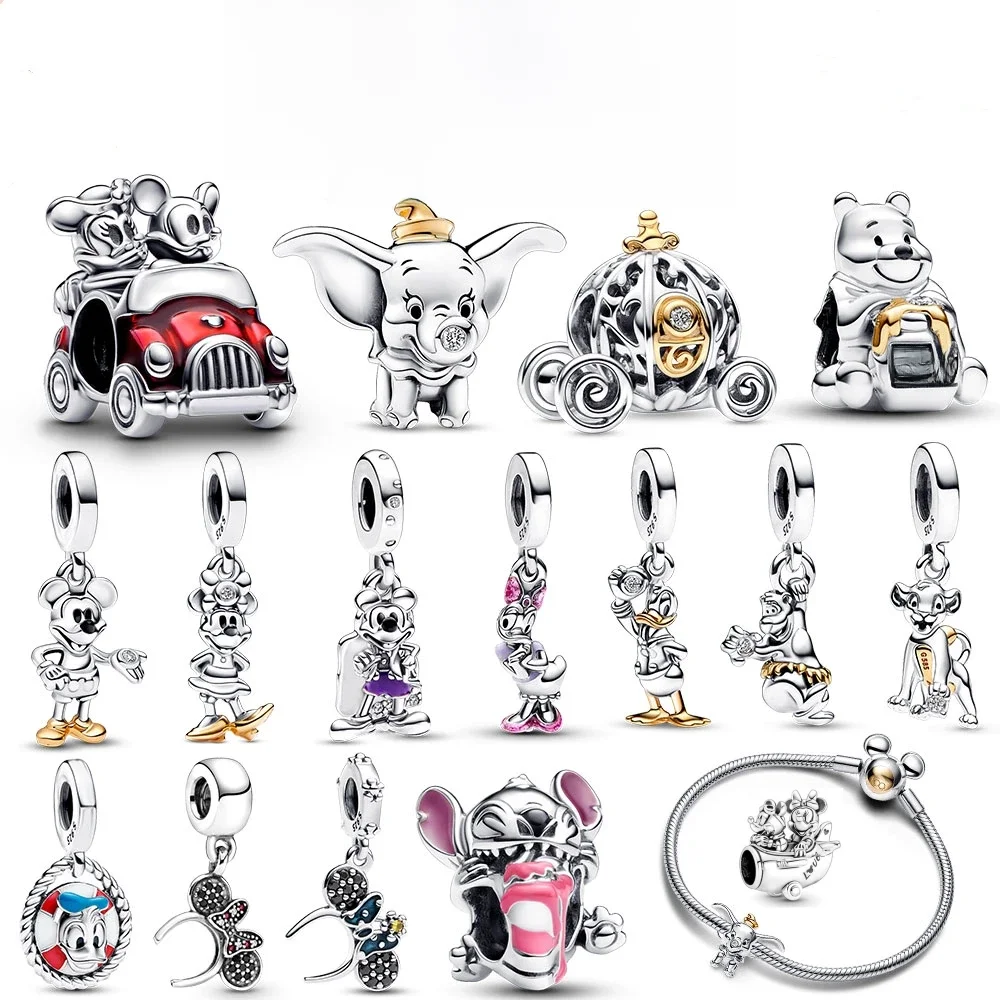 Disney 100-jähriges Jubiläum Mickey Car Charm Minnie Bogen baumeln Dumbo Perle Anhänger passen