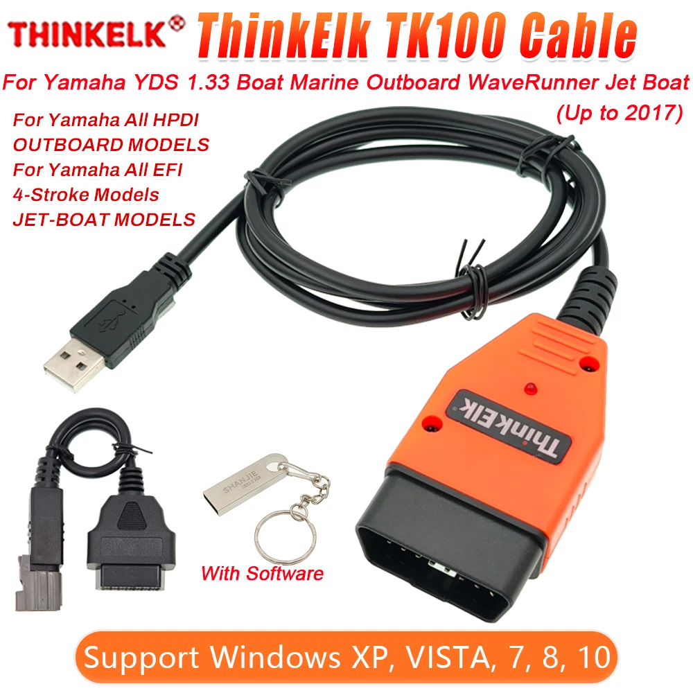 

Newest ThinkElk TK100 Diagnostic Cable for Yamaha YDS 1.33 Boat Marine Outboard WaveRunner Jet Boat Up to 2017 for Yamaha engine