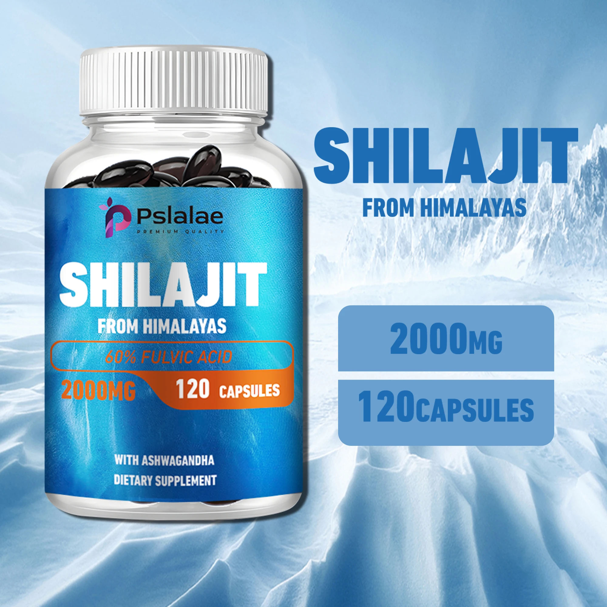 Shilajit - Active Brain, Boost Energy & Immunity, Build Muscle, Relax Mind - 120 Capsules