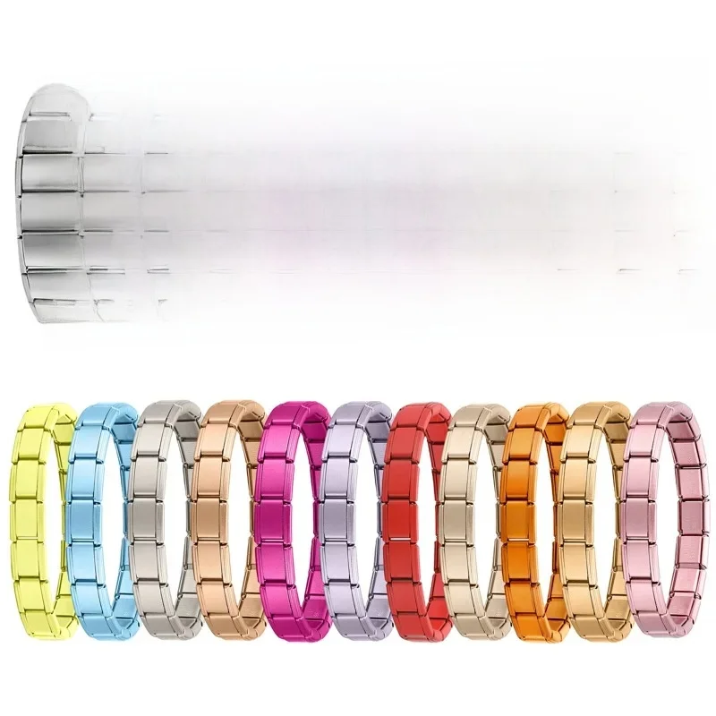 Nouveaux bijoux pour hommes et femmes, bricolage, 9MM de largeur, Bracelet à breloques élastique italien, couleur unie, en acier inoxydable, à la mode
