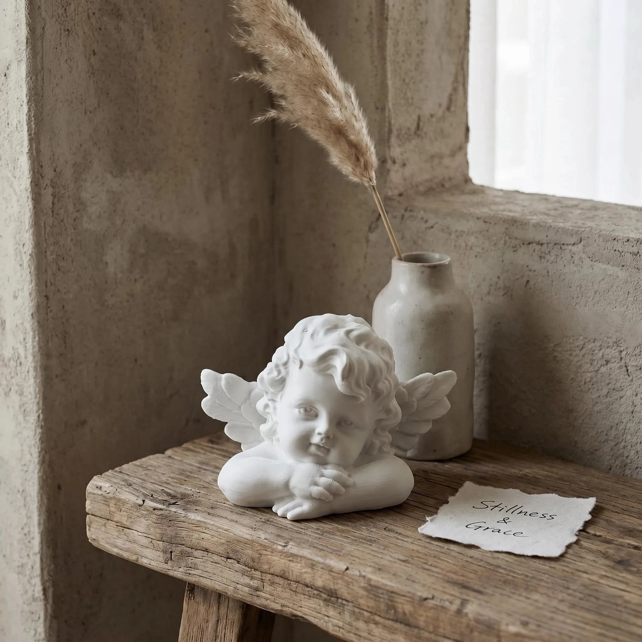 Sleepy Cherub Angel Figurine, White Resting Angel Statue, Vintage Angel Bust Sculpture for Home Bedroom Decor, Perfect Gift