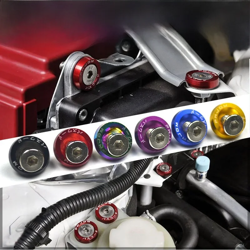 Rondelles de garde-boue universelles, style JDM, convient à tout trou de 6mm, pare-chocs, moteur Kiev illage, planificateur de plaque, rondelles en aluminium avec boulons, 10 pièces