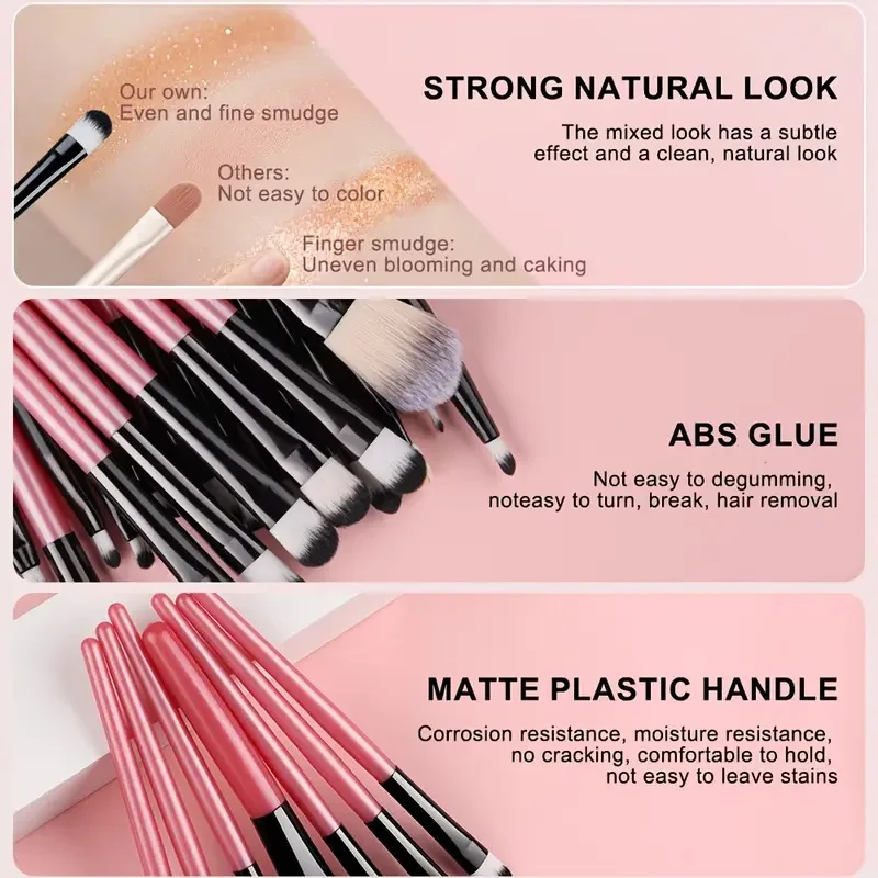 Set de brochas de maquillaje premium sintéticas para base, correctores, polvo, rubor, difuminado, rostro y sombras 4