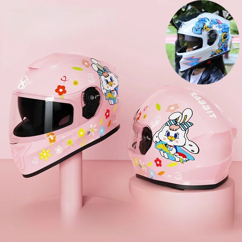 Kask dziecięcy Kaski motocyklowe Kask do skutera Osłona przeciwsłoneczna Ochrona przed słońcem Kask chłopięcy i dziewczęcy Kid Lovely 48-56CM — 2