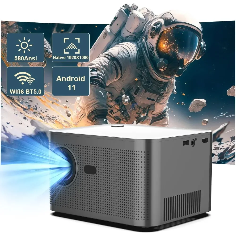 Projector HY350 Android 11 4K 1920*1080P Wifi6 580ANSI Allwinner H713 32G Voice Control BT5.0 Home Cinema Projetor