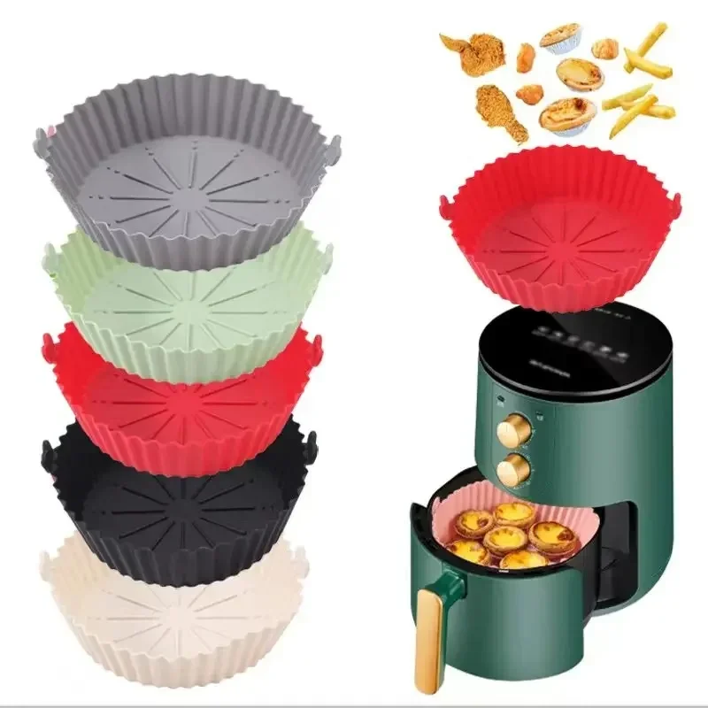 Friteuses à Air réutilisables de qualité alimentaire, accessoires de revêtement de poêle, four à Airfryer en Silicone, plateau de cuisson, Pizza, poulet frit, panier de friteuse à Air