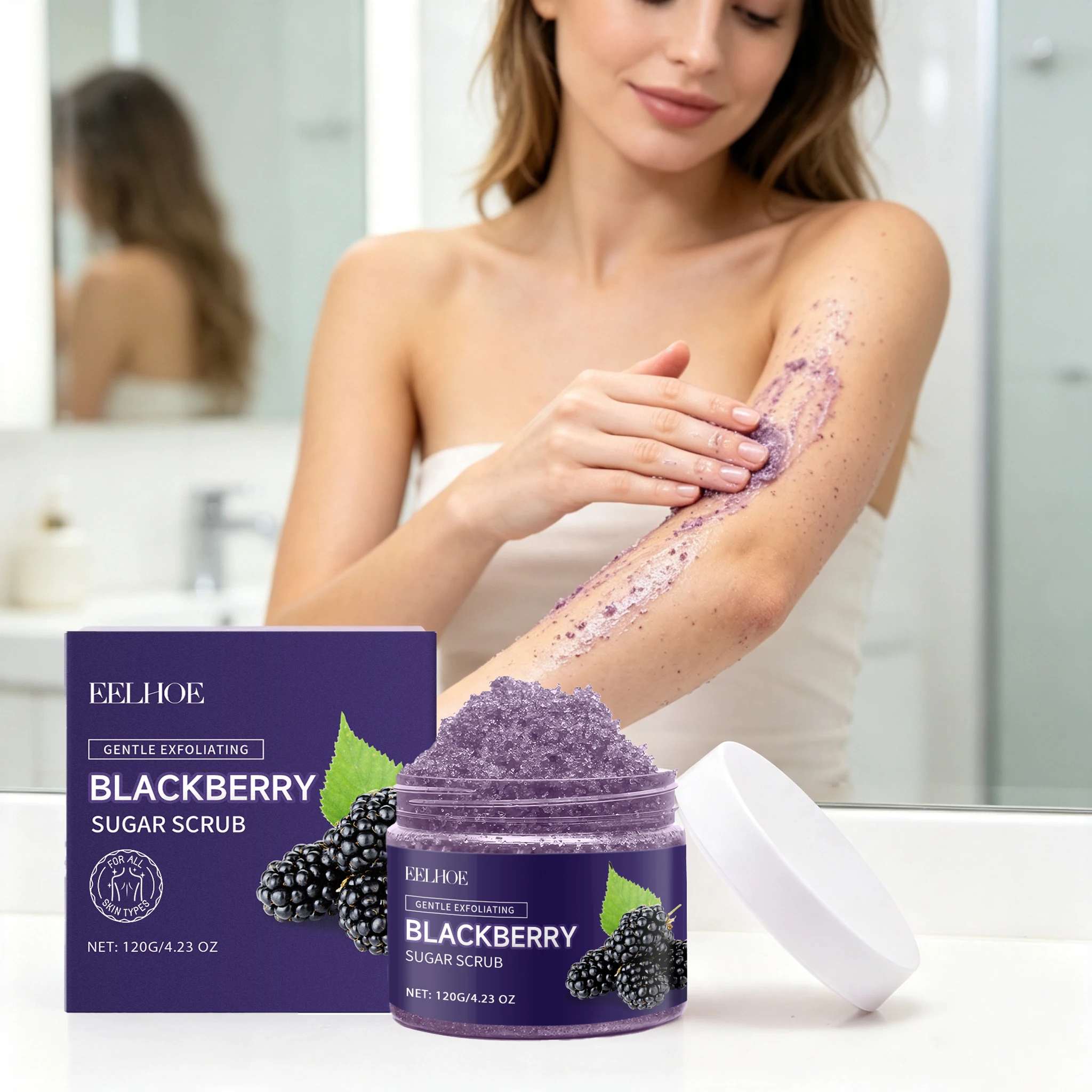 120g Blackberry Sugar Body Scrub Cream Moisturizing Gentle Remove Dead Skin Enhance Smoothness Improve Skin Texture Nourishing Natural Scent Body Exfoliating Balm