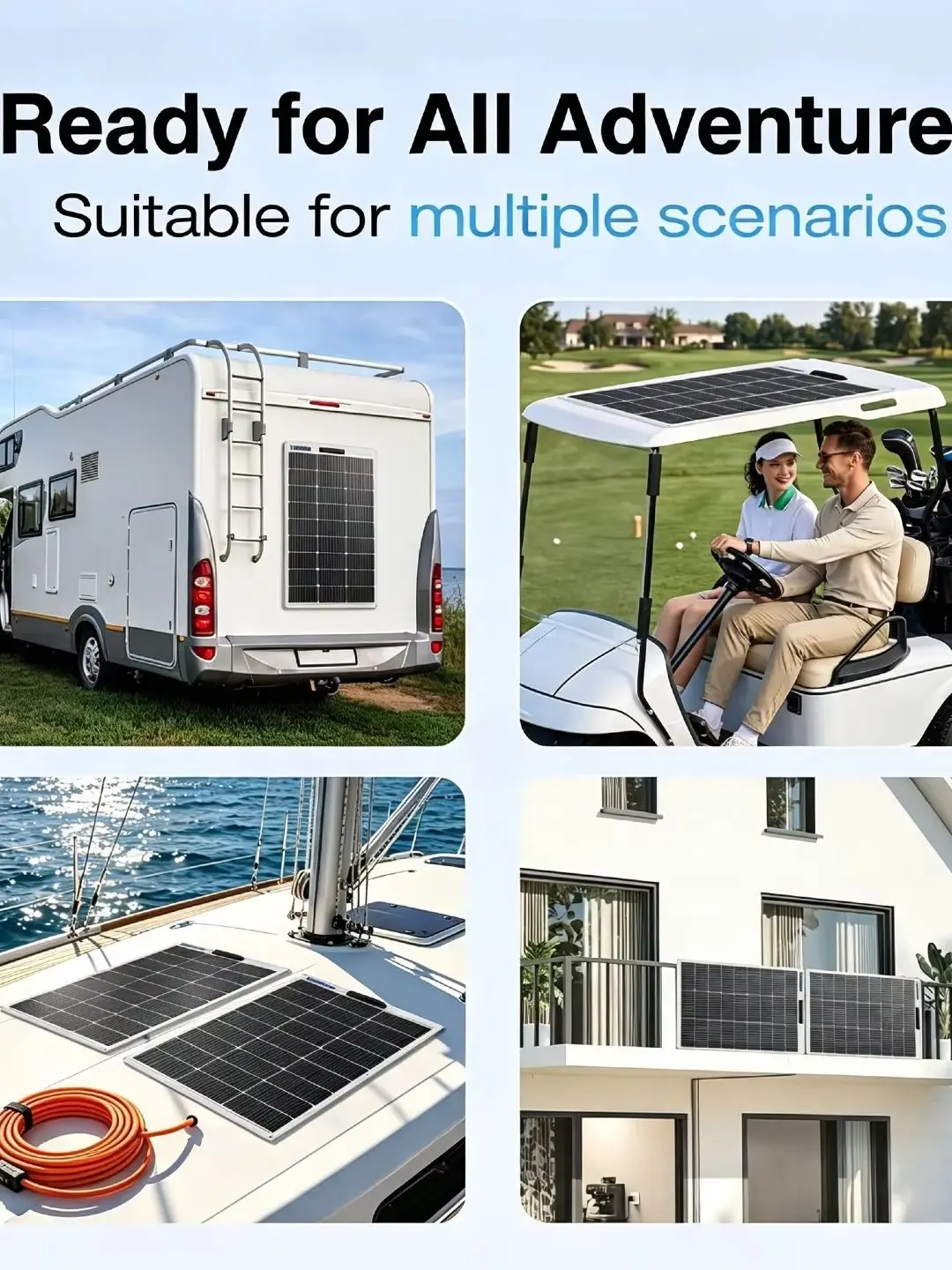 250W (125W × 2) Flexibles Solarpanel, Effiziente Umwandlung, Monokristalline Photovoltaik, Geeignet für Häuser, Wohnmobile, etc.