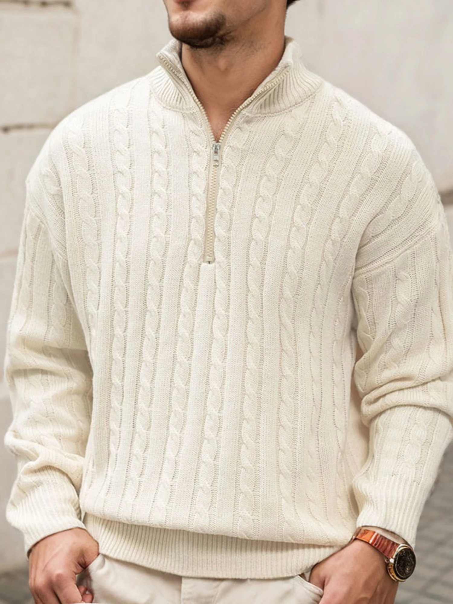 البلوزات الرجالية لاعبا الرقبة الدائمة نصف الارتفاع سستة طويلة الأكمام البلوفرات الذكور لاعبا #5