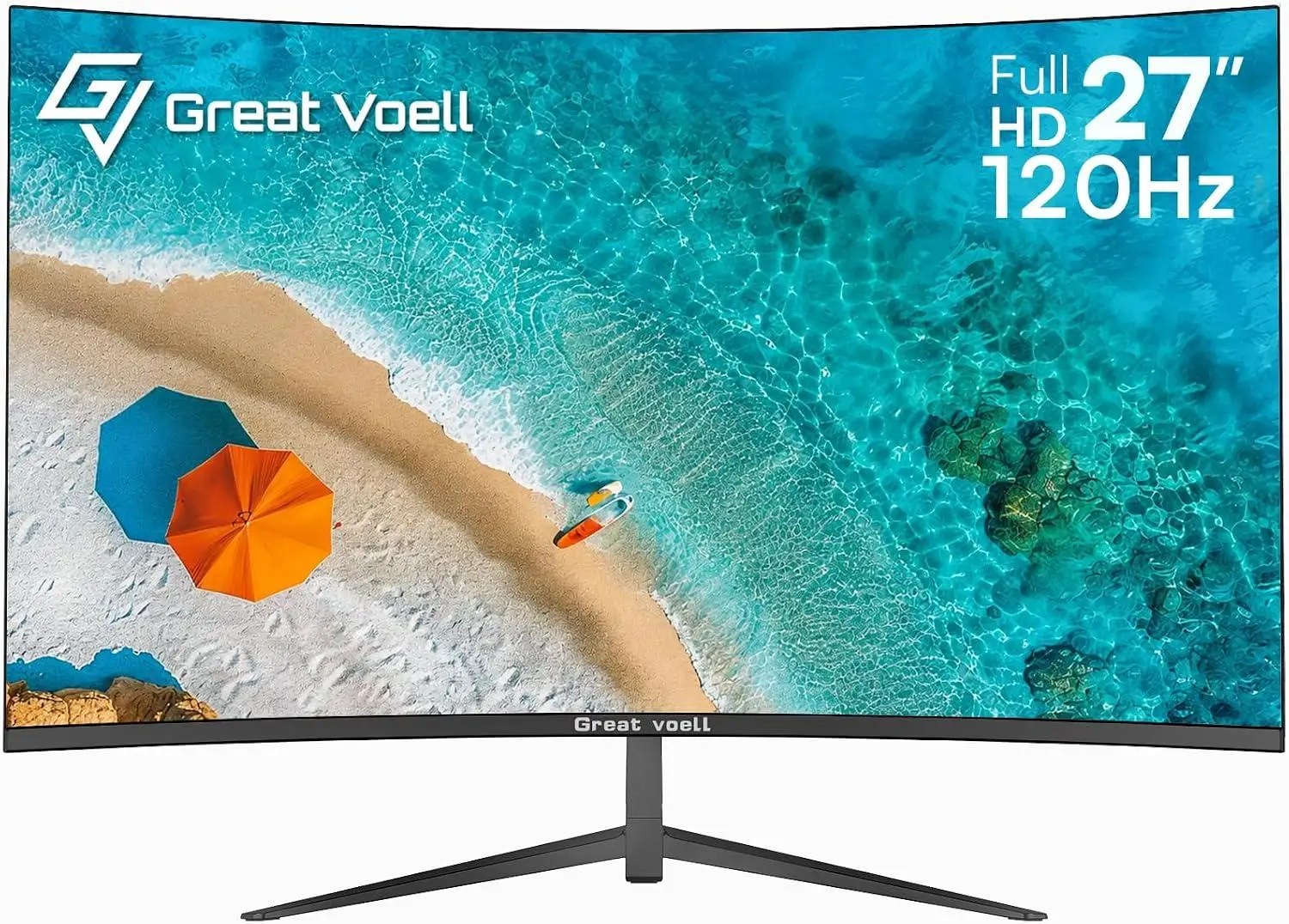 Great voell 27-inch Curved Monitor, 120Hz FHD VA Display for Home/Office Use, HDR10 | 99% SRGB Color, 4000:1 Contrast Ratio, HDR10, Eye Care Technology, Game Mode, HDMI/VGA, Black, VESA