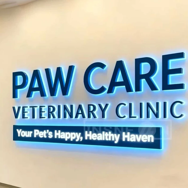 Custom Business Large Metal 3D Led Letter Illuminated Sign Backlit Business Logo Signage VETERINARY CLINIC Led Sign Door Sign