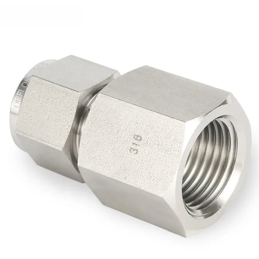 Roestvrijstalen 316 Vrouwelijke Npt Naar Lok Dubbele Ferrule Compressiebuisfitting 30mpa 1/8 1/4 3/8 1/2 6 8 10 12Mm Vervangen Swagelok - afbeelding 2