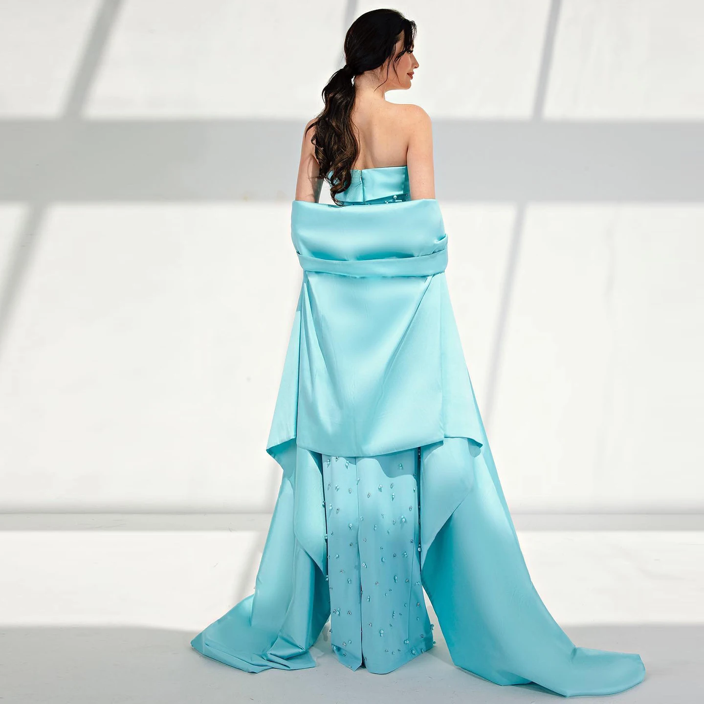 Sharon Said Luxe Saliegroene Zeemeermin Avondjurken met Cape Mintgroen voor Vrouwen Bruiloft Galajurken SS378 Aangepast