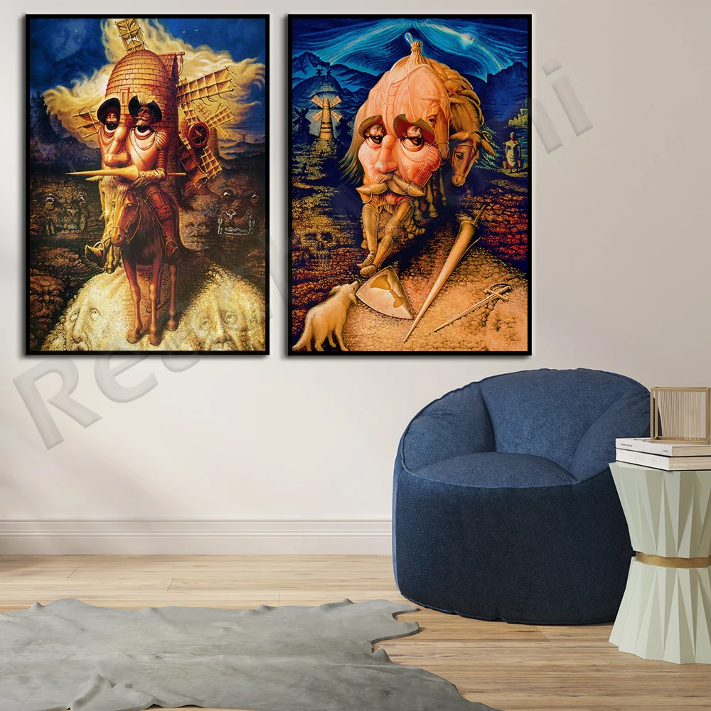 أوكتافيو-أوكامبو معرض الفن طباعة ، رؤى دون كيشوتي-سريالي الفن-الشهير الجدار ملصق فني