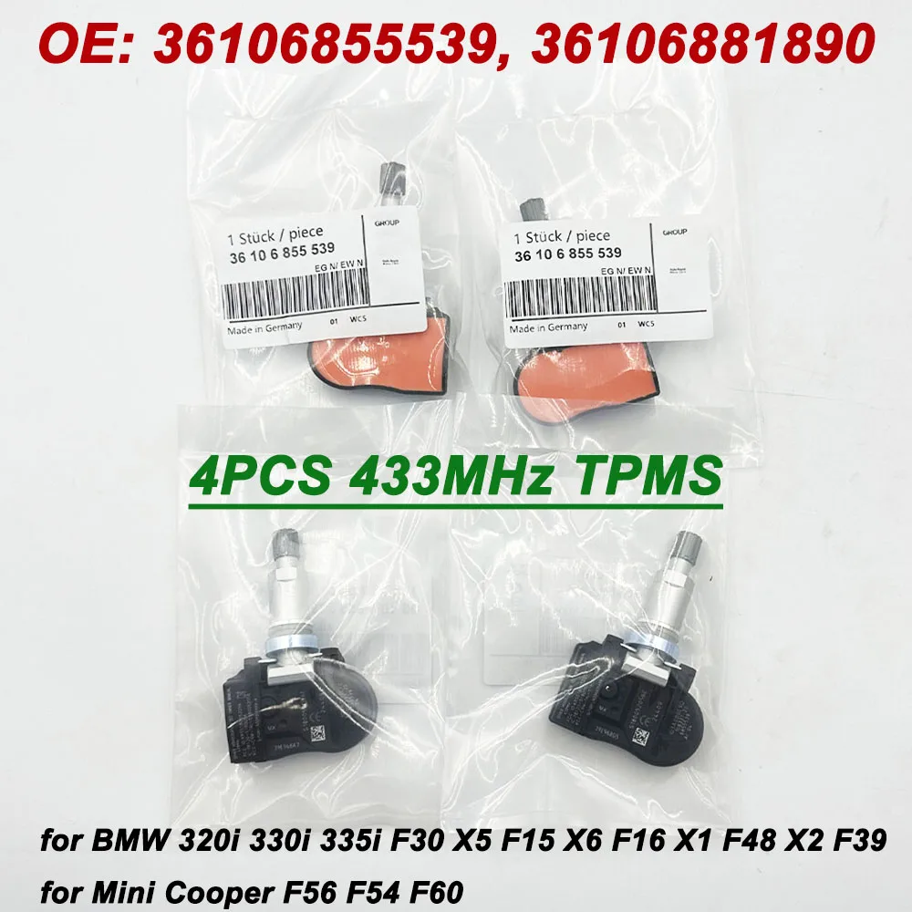 4Pcs 433MHZ TPMS 36106855539 36106881891 Tire Pressure Sensor for B-MW 320i 330i F30 X5 F15 Mini Cooper F56 F54 F60 R56 6855539