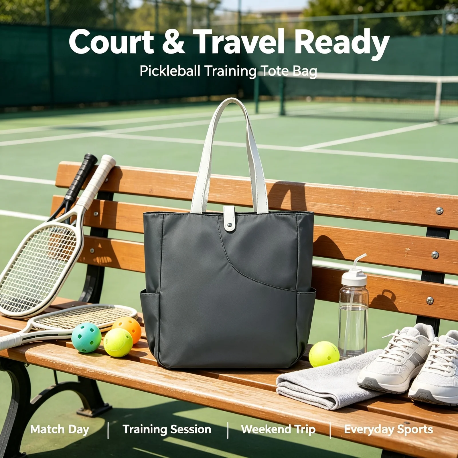 Large Capacity Canvas Pickleball Paddle Tote Bag Multi-Purpose Portable Outdoor Shoulder Handbag for Racquet Tennis Racket