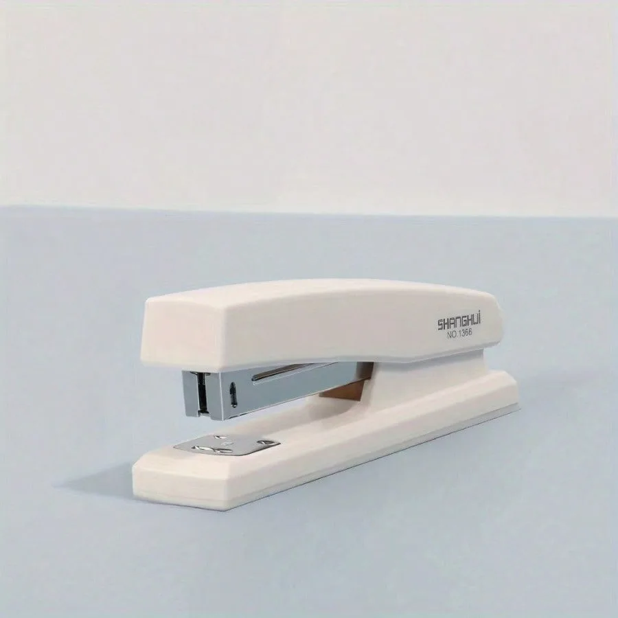 1 Piece White/pink Stapler, Ergonomic Design, Easy To Book, Ideal Choice for Students and Professionals, Easy To Carry