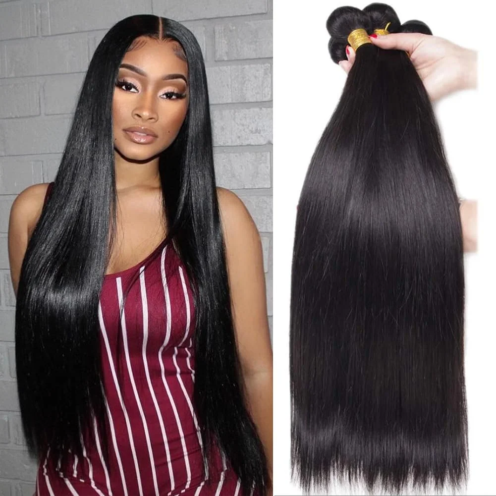 Straight Hair 3 Bundles Human Hair 100% Unprocessed Virgin Brazilian Thick Human Hair Straight 30 Inch Bundles Hair Extensions