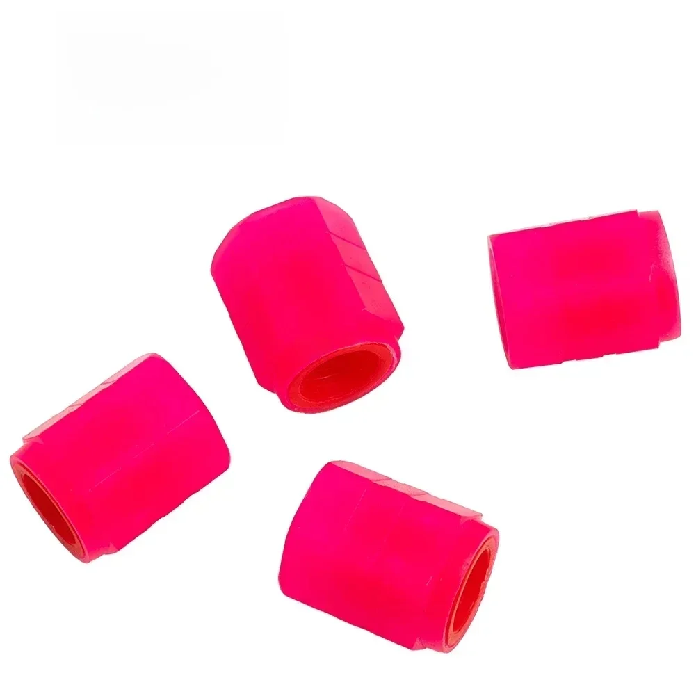 Couvercle de capuchon de tige de Valve d'air de pneu de roue fluorescente de voiture, 2 paires, tiges et capuchon de Valve rose ABS, pièces et accessoires automobiles