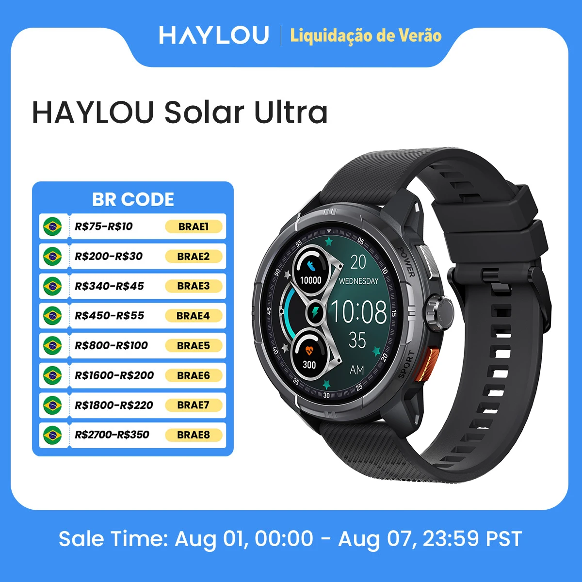 HAYLOU Solar Ultra GPS Smartwatch 1.6” AMOLED Display 5ATM à prova d'água GPS integrado Bluetooth Chamadas telefônicas Relógio i